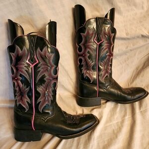 Ariat Pink & Black Heeled Western Boots